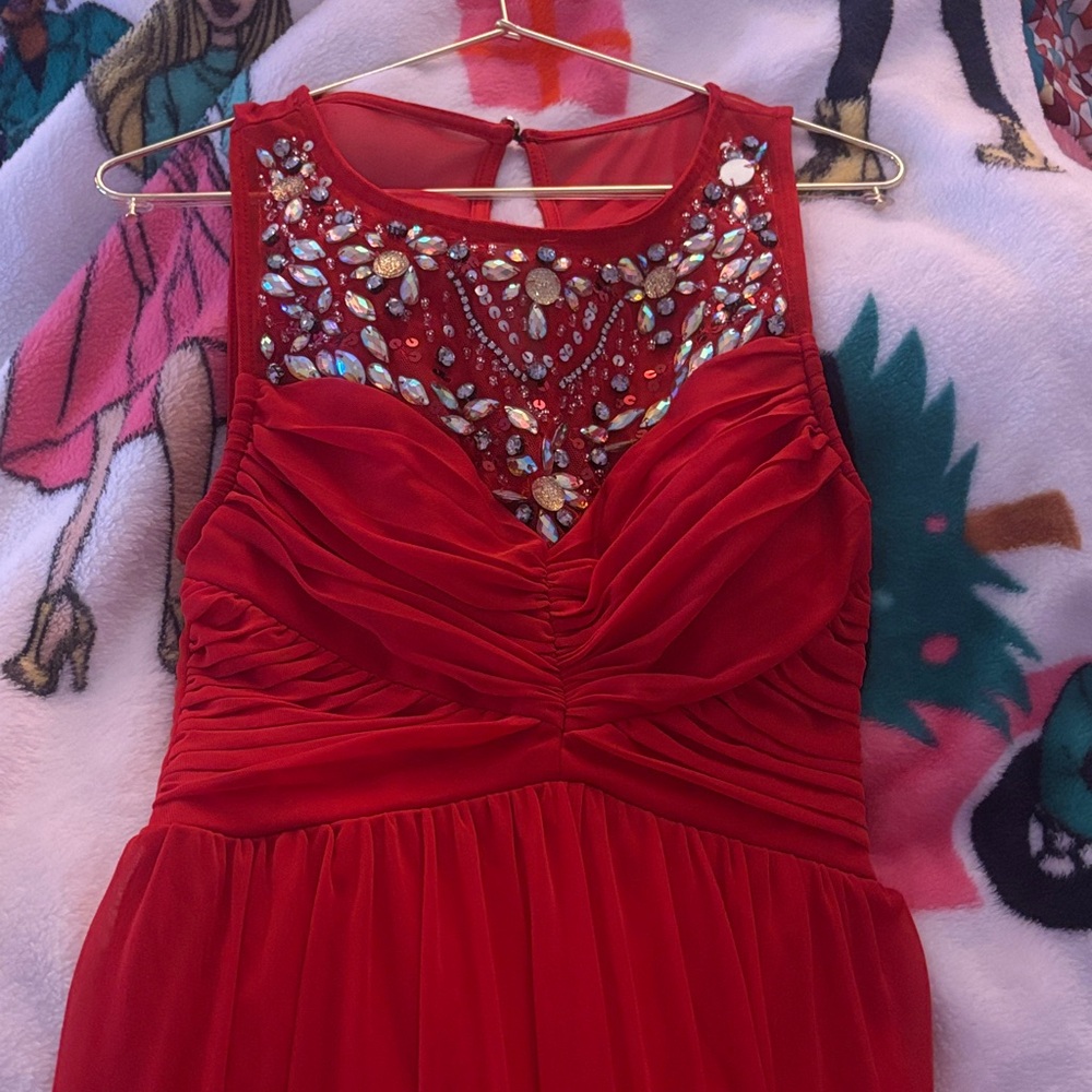 Glamorous Red Embellished Women's Prom Dress